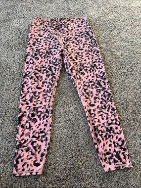 Fabletics Pink and Black Leopard-Print Leggings